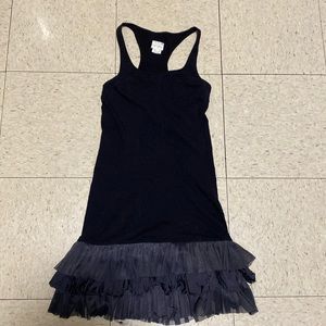 Free People Intimate Black Slip Dress with Grey Ruffles XS